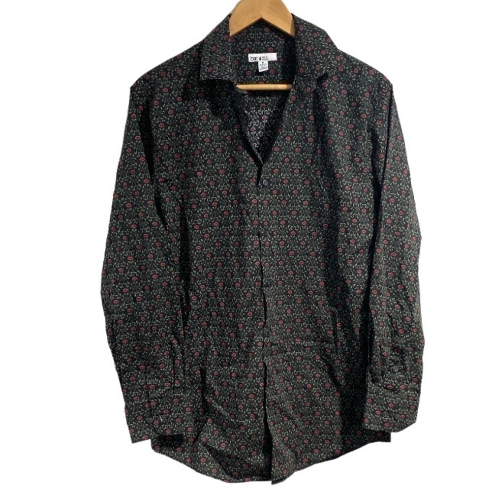Bar 111 shirt men’s rose pattern floral‎ medium slim fit stretch collar button